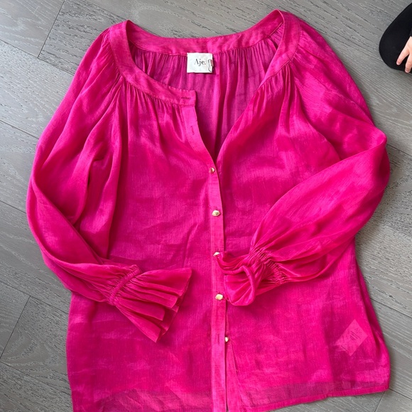 Aje Fuchsia Button-Up Blouse - Picture 1 of 5